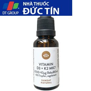 Vitamin D3 K2 MK7 Sunday Natural tăng chiều cao cho bé 200IE của Đức 10 Vitamin d3 k2 mk7 tang chieu cao cho be cua duc 200ie 1