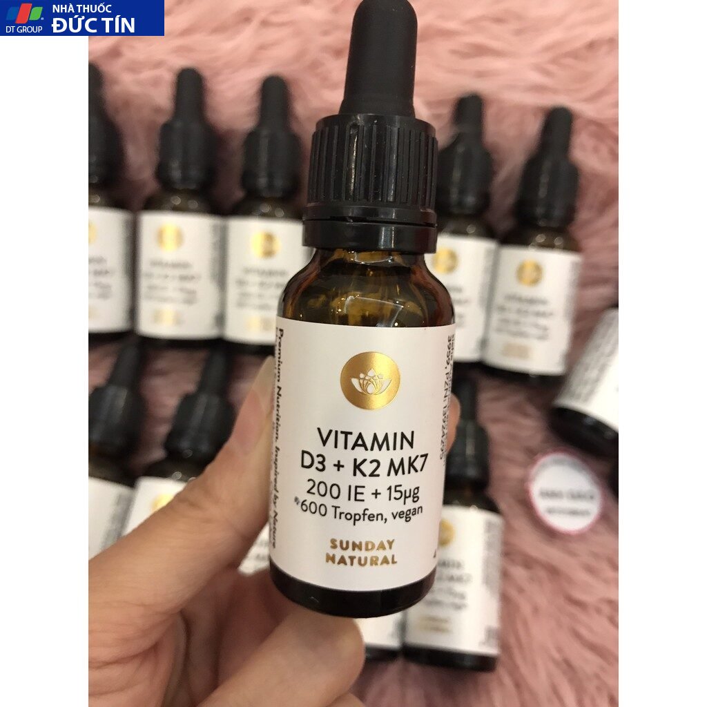 Vitamin D3 K2 MK7 Sunday Natural tăng chiều cao cho bé 200IE của Đức 12 b3