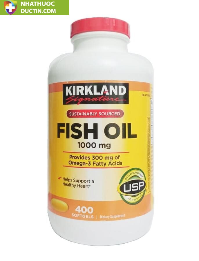 Dầu cá Kirkland Fish Oil 1000mg hộp 400 viên, Nắp đỏ 1 Dầu cá Kirkland Fish Oil 1000mg hộp 400 viên, Nắp đỏ