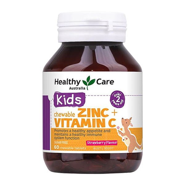 Viên nhai bổ sung Kẽm Zinc + Vitamin C Healthy Care cho bé 60 viên 1 Viên nhai bổ sung Kẽm Zinc + Vitamin C Healthy Care cho bé 60 viên