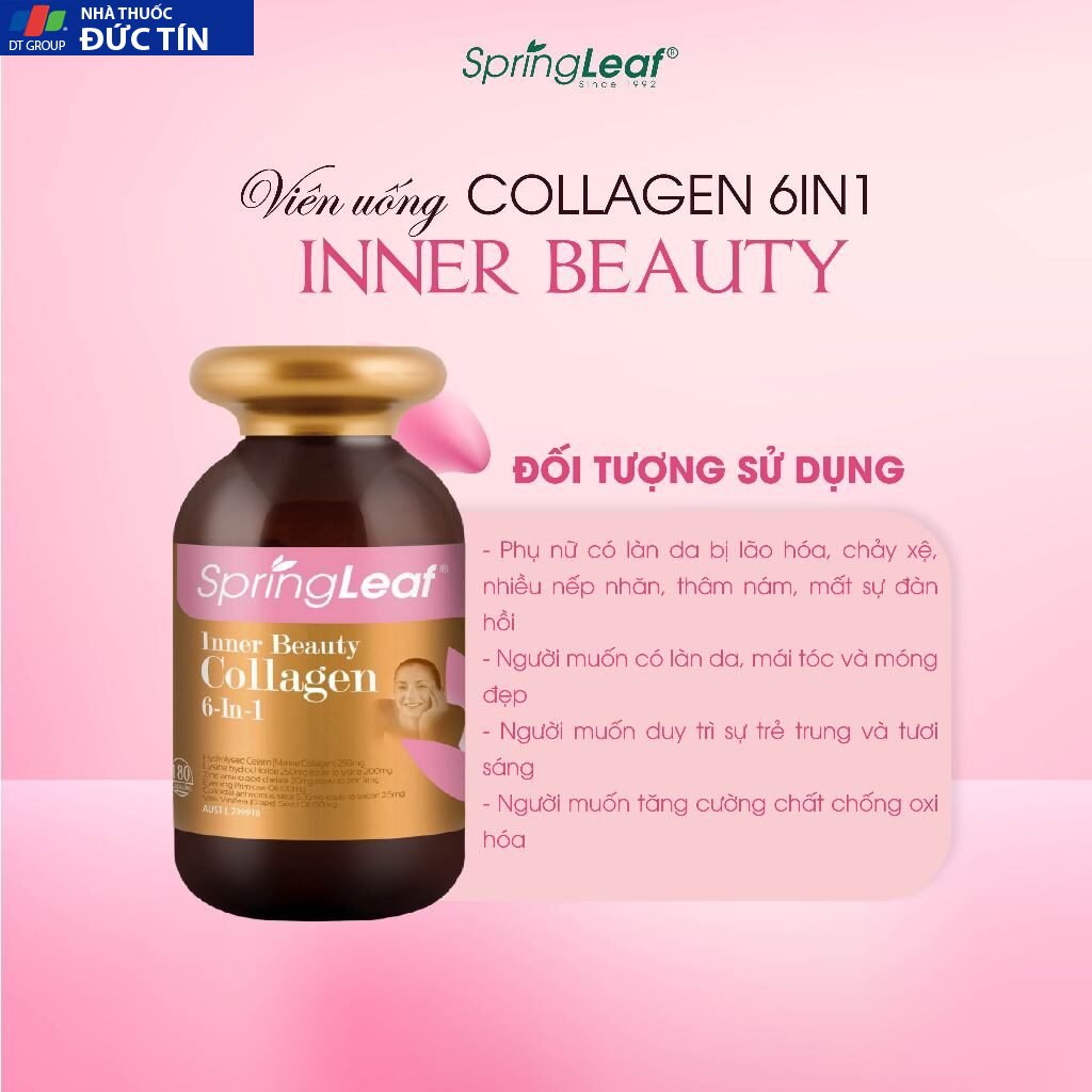 Viên uống Collagen 6 in 1 Spring Leaf Inner Beauty của Úc 12 colagen