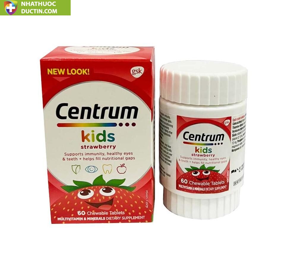 Viên nhai vitamin tổng hợp cho trẻ em Centrum Kids Strawberry 1 Viên nhai vitamin tổng hợp cho trẻ em Centrum Kids Strawberry
