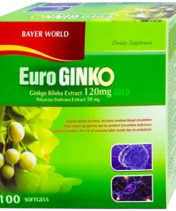 Viên uống Euro Ginko Gold HD Pharma hỗ trợ hoạt huyết, tăng cường tuần hoàn máu não (100 viên)