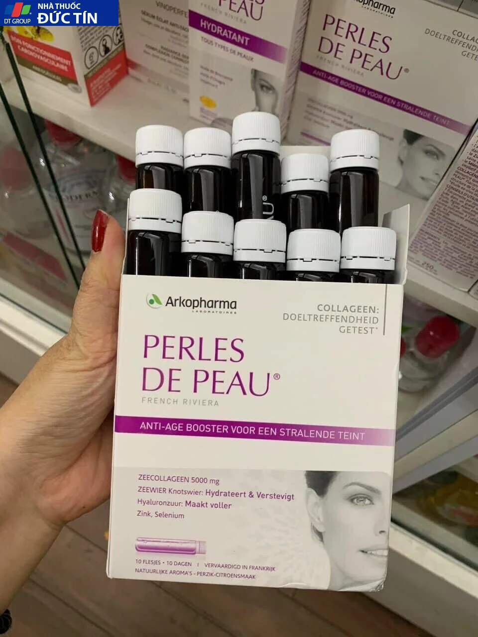 Nước uống Bổ sung Collagen đẹp da Arkopharma Perles De Peau 10 ống - Pháp 8 phap1