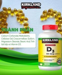 Viên uống Vitamin D3 Kirkland Extra Strength D3 50mcg lọ 600v - Mỹ 12 c5