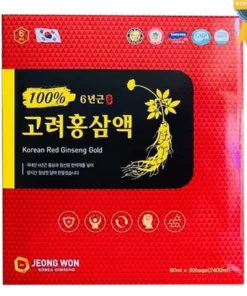 Nước ép hồng sâm 6 năm tuổi Jeong won Korean Red Ginseng Gold hộp 30 gói x 70ml - Hàn Quốc