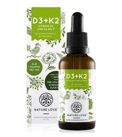 Vitamin D3 + K2 Nature Love cho người lớn 20ml- Đức 1 Vitamin D3 + K2 Nature Love cho người lớn 20ml- Đức