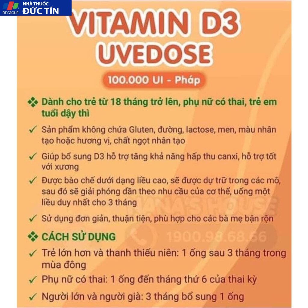 Vitamin D3 Uvedose liều cao 100000 UI-1 liều cho 3 tháng 19 vitamind32