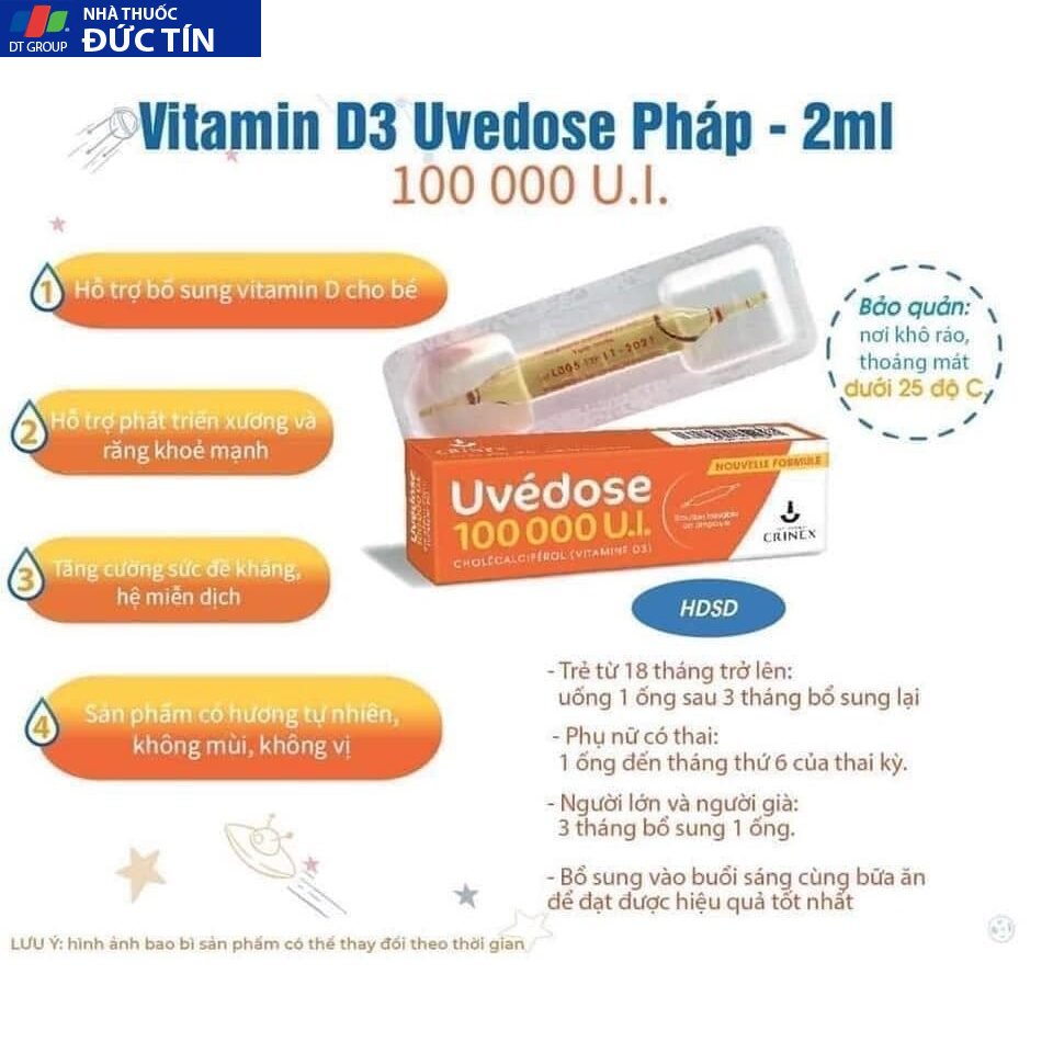 Vitamin D3 Uvedose liều cao 100000 UI-1 liều cho 3 tháng 18 vitamind4
