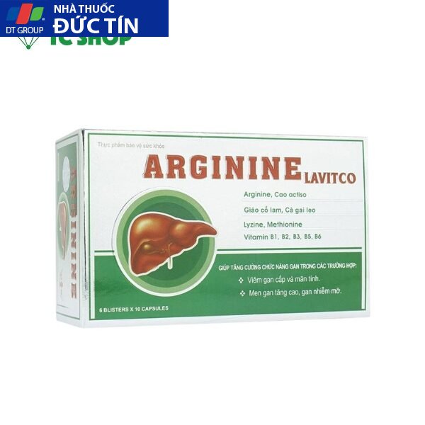 Arginine Lavitco,Arginine Lavitco hộp 60 viên,Hỗ trợ bảo vệ các tế bào gan 21 Arginine Lavitco