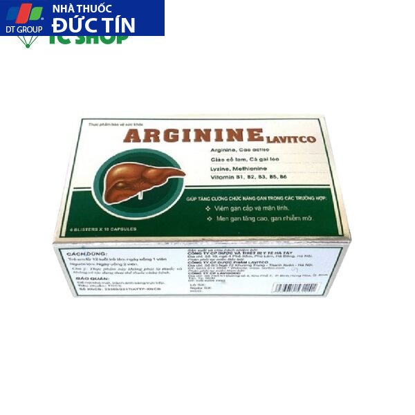 Arginine Lavitco,Arginine Lavitco hộp 60 viên,Hỗ trợ bảo vệ các tế bào gan 20 Arginine Lavitco hop