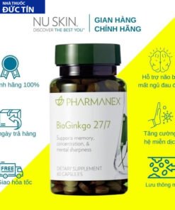 Thực Phẩm Bảo Vệ Sức Khỏe Nuskin BioGinkgo 27/7 Tăng Cường Trí Nhớ Cho Não - Hộp 60 viên