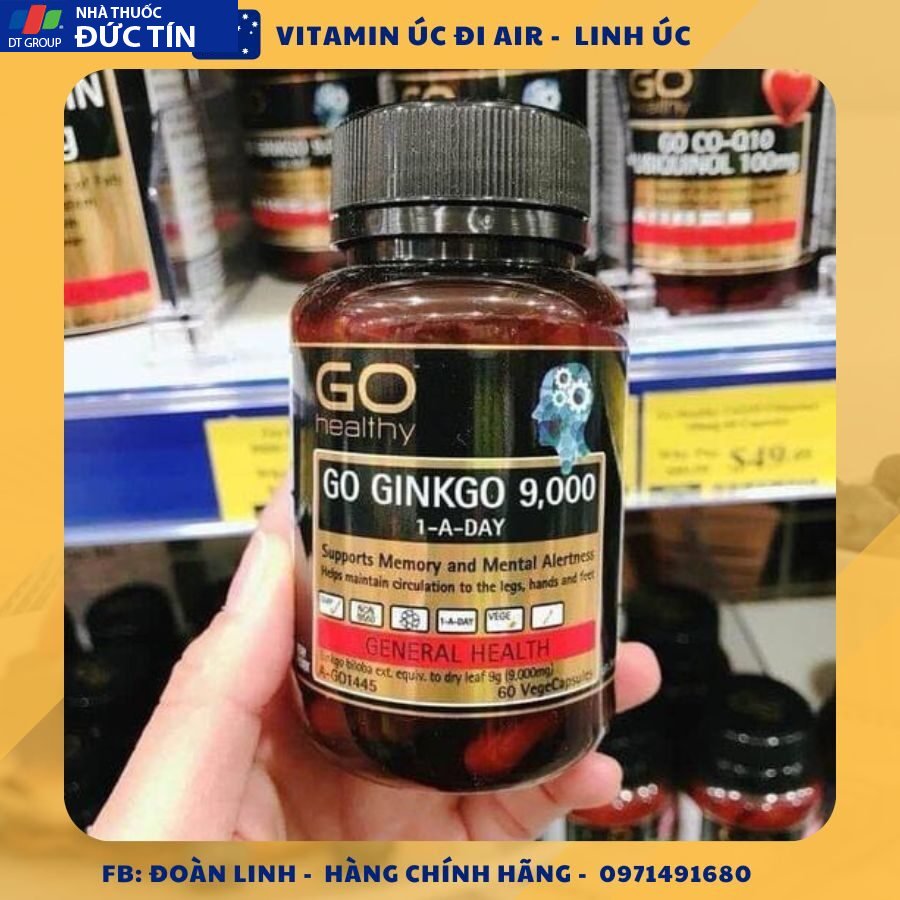 Viên uống bổ não Ginkgo 9000, lọ 60 viên, Hàng úc đi air 7 a2 36