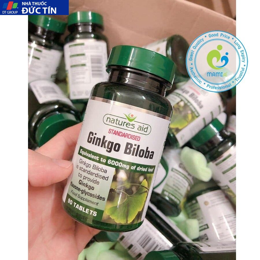 Bổ não (90v) giúp tuần hoàn não và phục hồi trí nhớ người làm việc căng thẳng và người già Natures Aid Ginkgo Biloba, UK 6 a3 36