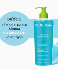 Sửa Rửa Mặt Bioderma Xanh Dạng Gel Sebium Gel Moussant Cho Da Dầu Mụn Làm Sạch Nhẹ Nhàng, Ngăn Ngừa Mụn 500ml