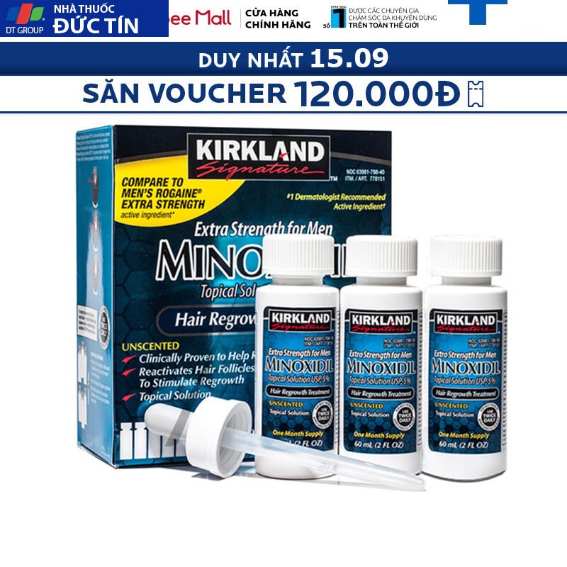 Dung dịch thoa ngoài Mọc tóc, mọc Râu Minoxidil 5% Kirkland USA nguyên hộp chính hãng 19 MOCTOC1 1