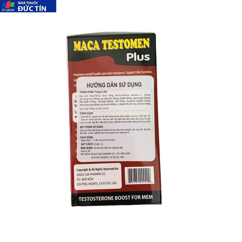 Maca Testomen Plus - Giúp bồi bổ nguyên khí, bổ thận tráng dương, tăng cường sinh lực - Hộp 30 viên 4 macca2