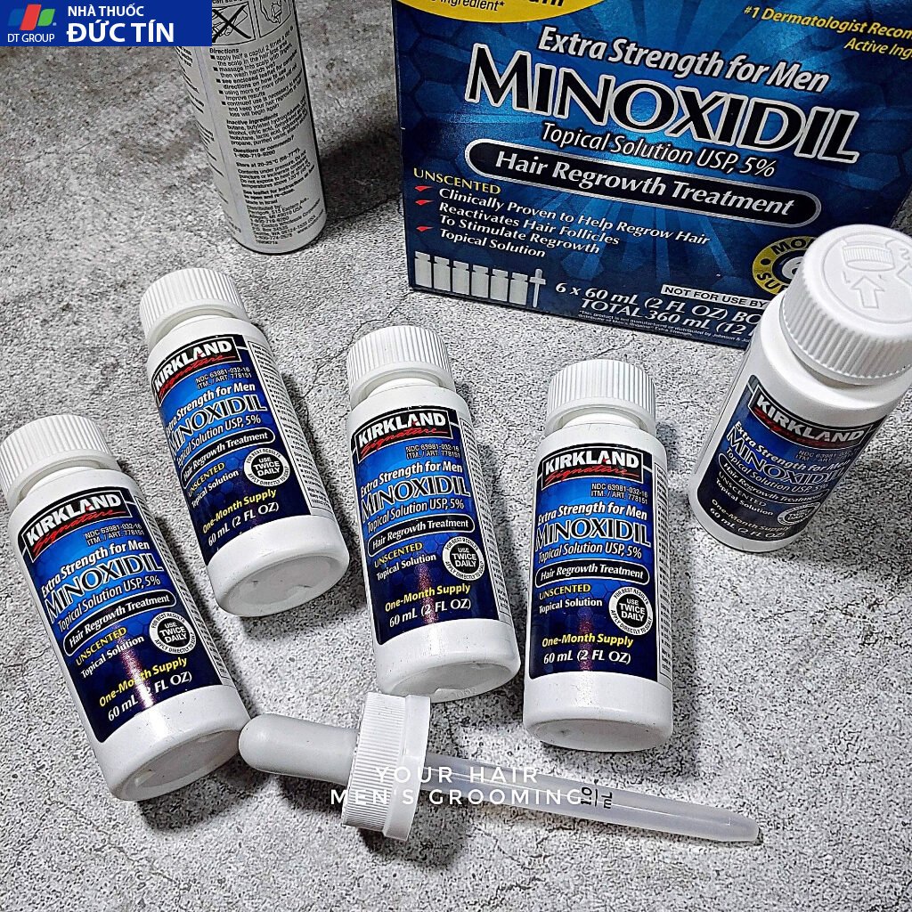 Dung dịch thoa ngoài Mọc tóc, mọc Râu Minoxidil 5% Kirkland USA nguyên hộp chính hãng 15 moctoc5