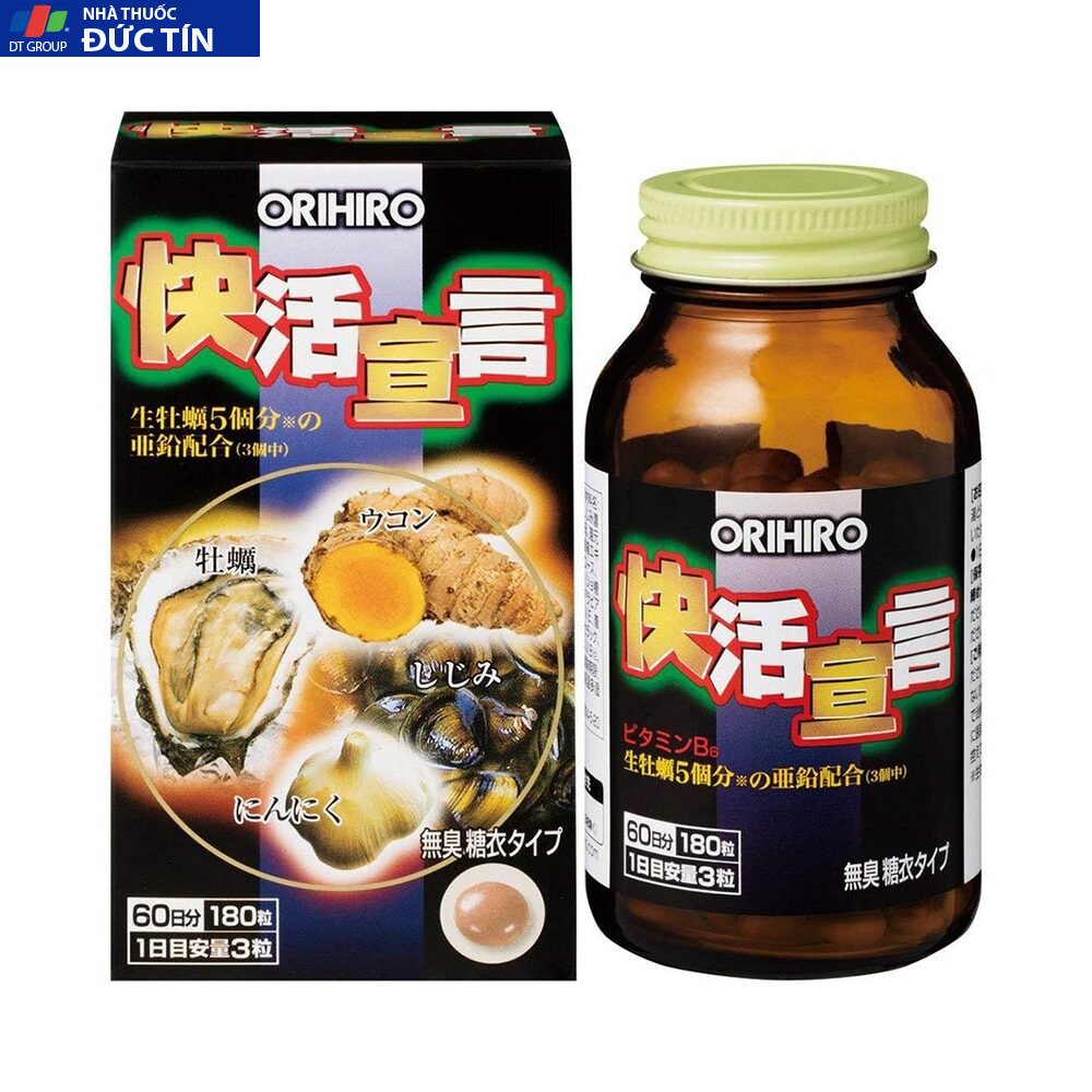 Viên uống tinh chất hàu, nghệ, tỏi Orihiro Nhật Bản giúp bổ thận tráng dương (Chai 180 viên) 2 vien uong tinh chat hau nghe toi orihiro nhat ban 440