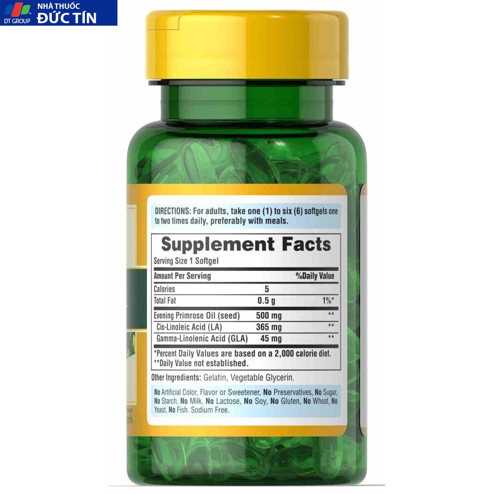 Viên Uống Giảm Mụn Nội Tiết, Cân Bằng Nội Tiết Dầu Hoa Anh Thảo Evening Primrose Oil 500mg-1000mg Puritan's Pride 11 anhthao3