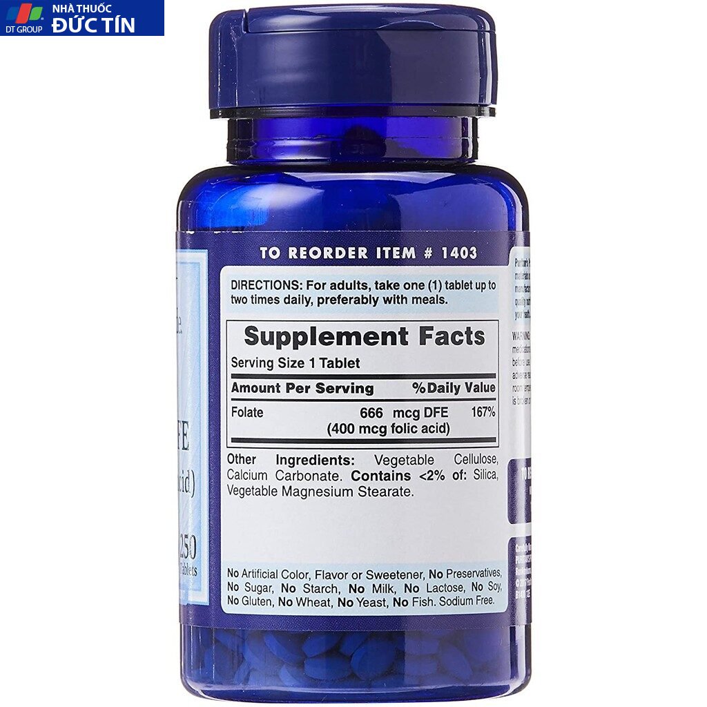 Viên Ngăn Ngừa Thiếu Máu Bổ Sung Folic Acid 400 mcg Puritan’s Pride Folate 666 250Viên 11 bomau3 1