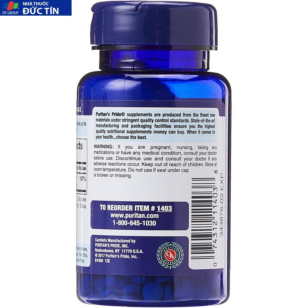 Viên Ngăn Ngừa Thiếu Máu Bổ Sung Folic Acid 400 mcg Puritan’s Pride Folate 666 250Viên 10 bomau5