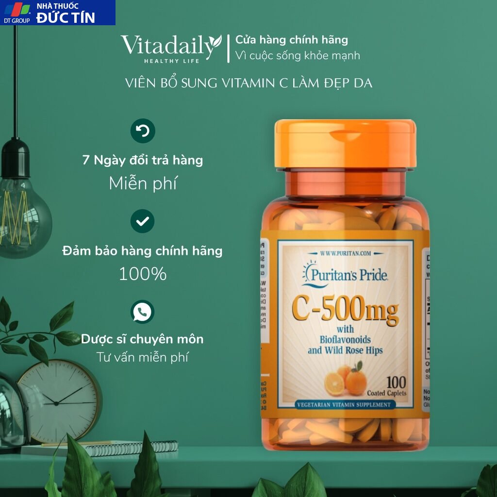 Viên Bổ Sung Vitamin C làm đẹp da 500mg,1000mg Puritan's Pride 100 viên 16 bosungvitamin1