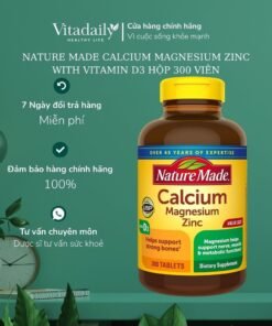 Alternative view of Viên Uống Canxi, Magie và Kẽm Ngừa Loãng Xương Calcium Magnesium Zinc With Vitamin D3 Nature Made 300 viên