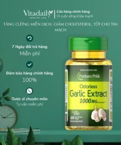 Viên uống dầu tỏi tăng cường miễn dịch, giảm cholesterol, tốt cho tim mạch Puritan's Pride Garlic Oil 1000mg 100 viên