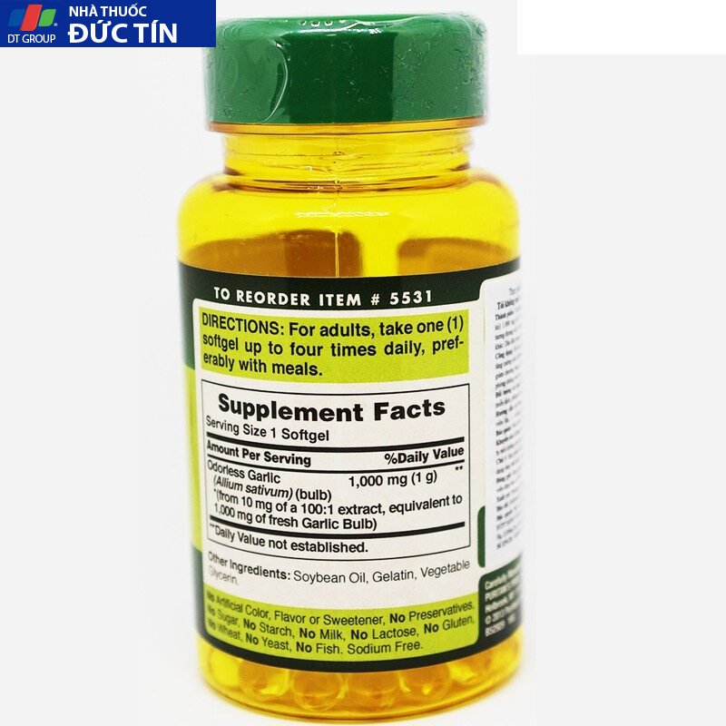 Viên uống dầu tỏi tăng cường miễn dịch, giảm cholesterol, tốt cho tim mạch Puritan's Pride Garlic Oil 1000mg 100 viên 16 dautoi4