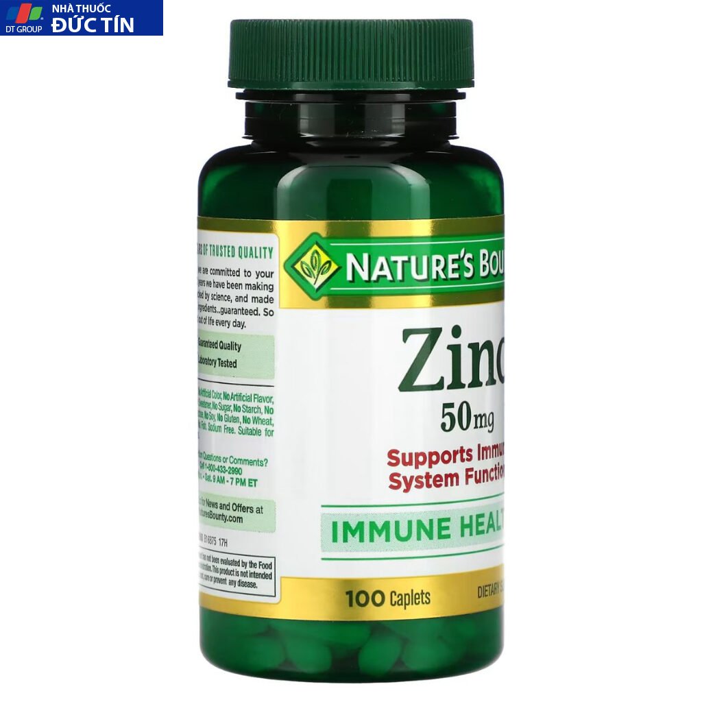 Viên uống bổ sung kẽm Natures Bounty Chelated Zinc 50 mg Caplets 100 viên 18 kem3