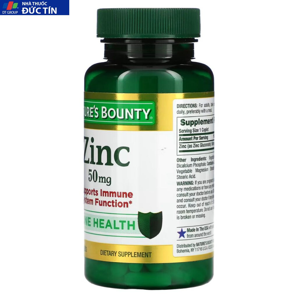 Viên uống bổ sung kẽm Natures Bounty Chelated Zinc 50 mg Caplets 100 viên 15 kem6