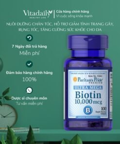 Alternative view of Viên uống mọc tóc, giảm rụng tóc Puritan's Pride Ultra Mega Biotin 10000 mcg 50 viên-100 viên