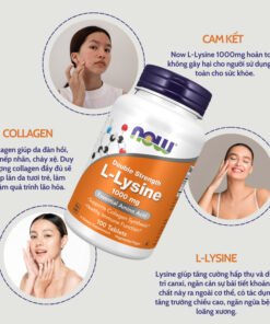 Viên uống hỗ trợ miễn dịch, tăng sinh collagen Now L-Lysine 1000mg 100 viên 8 tangmiendich3
