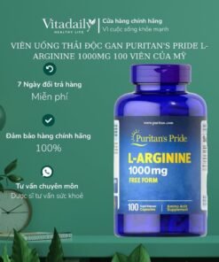 Alternative view of Viên Uống Thải Độc Gan, Tăng Cường Sinh Lý L-Arginine 1000mg Puritan's Pride 100 Viên