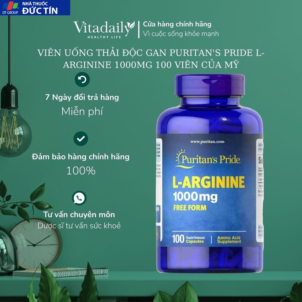 Viên Uống Thải Độc Gan, Tăng Cường Sinh Lý L-Arginine 1000mg Puritan's Pride 100 Viên 13 thaidocgan1 2