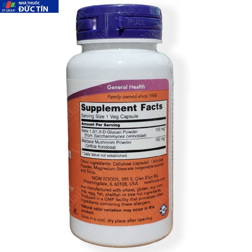 Viên uống tăng cường khả năng miễn dịch, ngăn ngừa ung thư Now Beta -1,3/1,6-D - Glucan 100mg 90 Viên của Mỹ 11 ungthu3