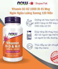 Alternative view of Viên uống Now Vitamin D3 K2 1000 IU 45 mcg của Mỹ, hỗ trợ cho xương chắc khỏe 120 viên