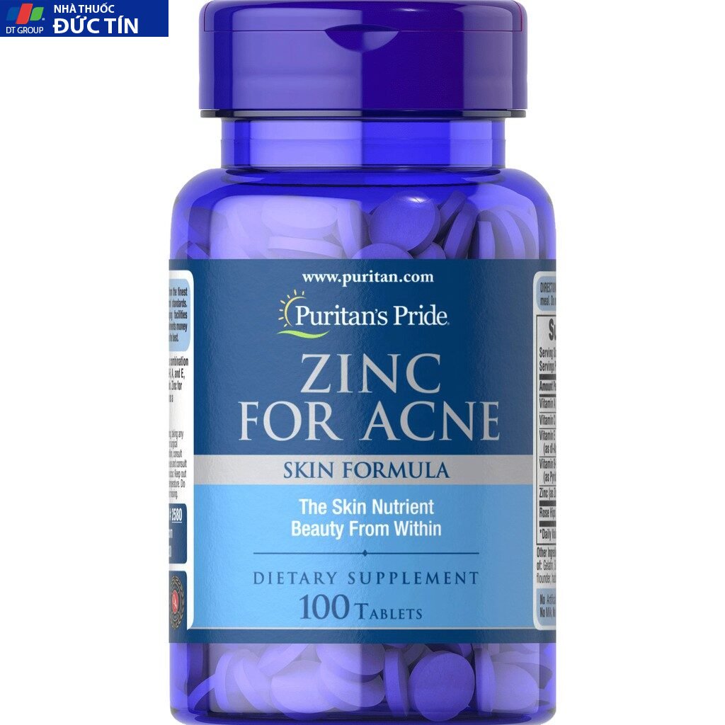 Viên uống bổ sung kẽm giảm mụn Zinc For Acne Puritan's Pride 100 viên 14 zinc2