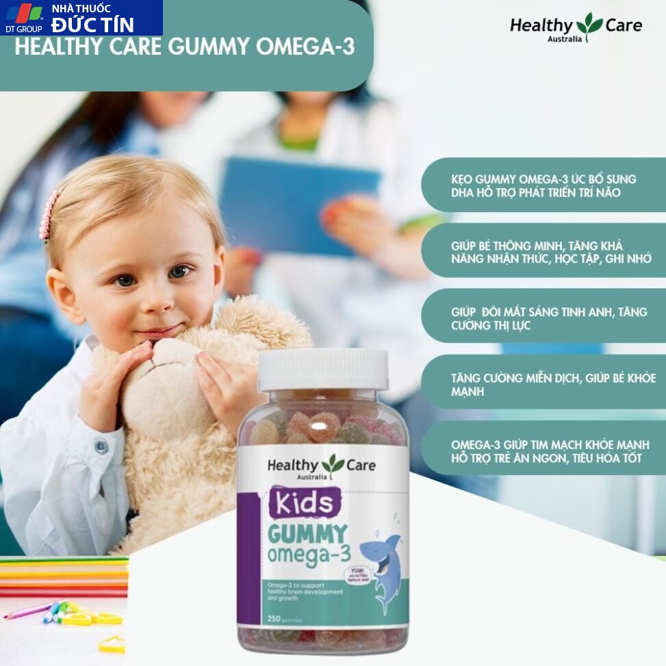 Kẹo dẻo tăng thị lực phát triển trí não Healthy Care Kids Gummy Omega-3 250 viên 15 keodeo2