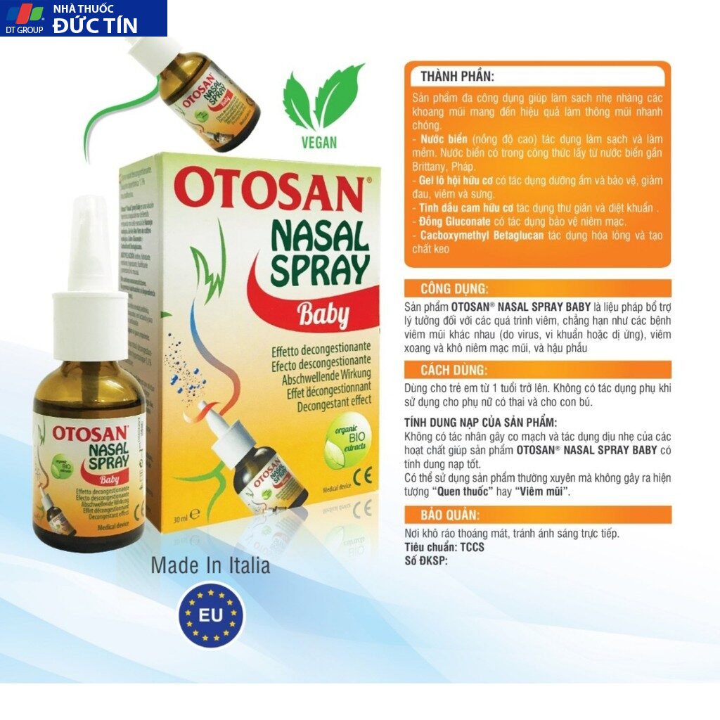 Xịt mũi cho bé Otosan Nasal Spray Baby viêm mũi dị ứng viêm xoang làm sạch khoang mũi thông mũi Lọ 30ml 18 otsan8