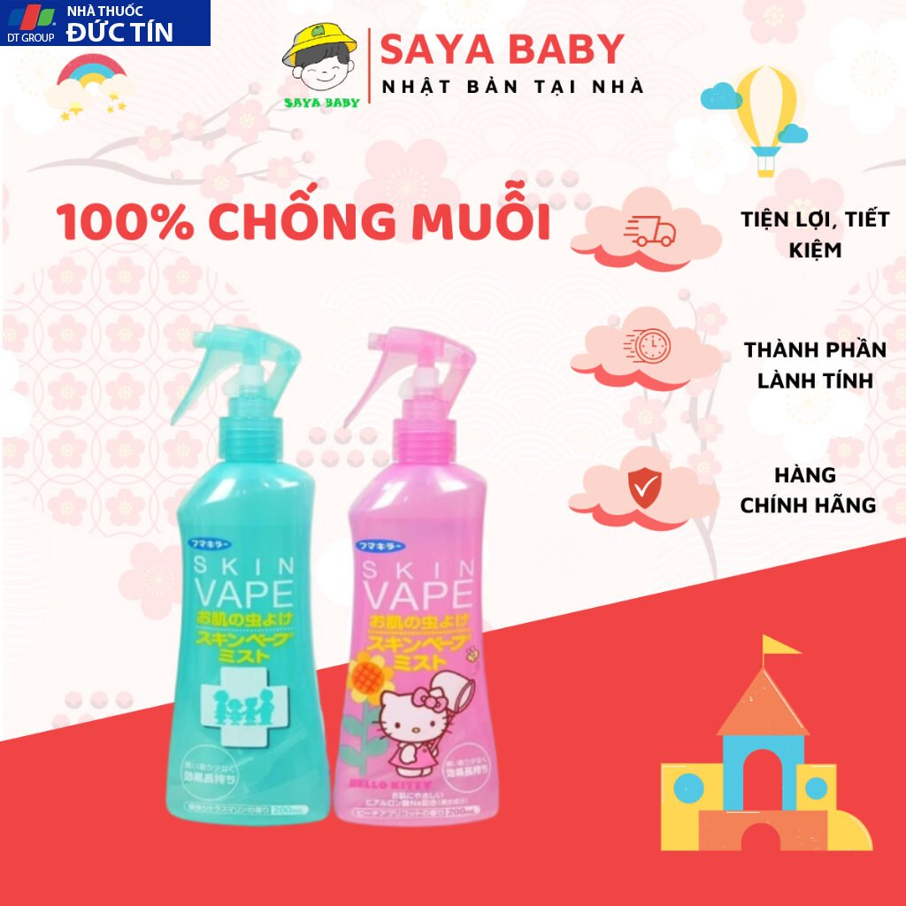 Chai xịt chống bôi muỗi đốt Skinvape, lọ sịt đuổi côn trùng nội địa Nhật Bản cho bé 25 xitmuoi1 1