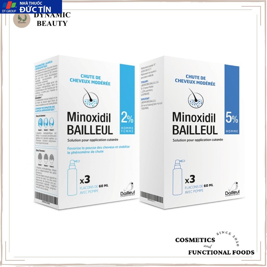 Xịt mọc tóc Minoxidil Bailleul 2% và 5% giảm rụng tóc và kích mọc tóc dành cho nam và nữ 60ml của Pháp 31 MOCTOCPHAP1