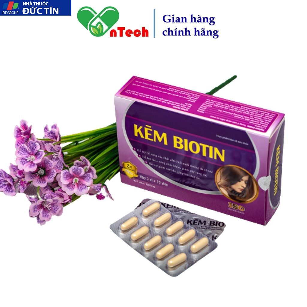 Viên uống bổ sung kẽm GOLDWINGS Kẽm Biotin Giúp tóc chắc khỏe ngăn gãy rụng làm sáng đẹp làn da hộp 30v 20 biotin6
