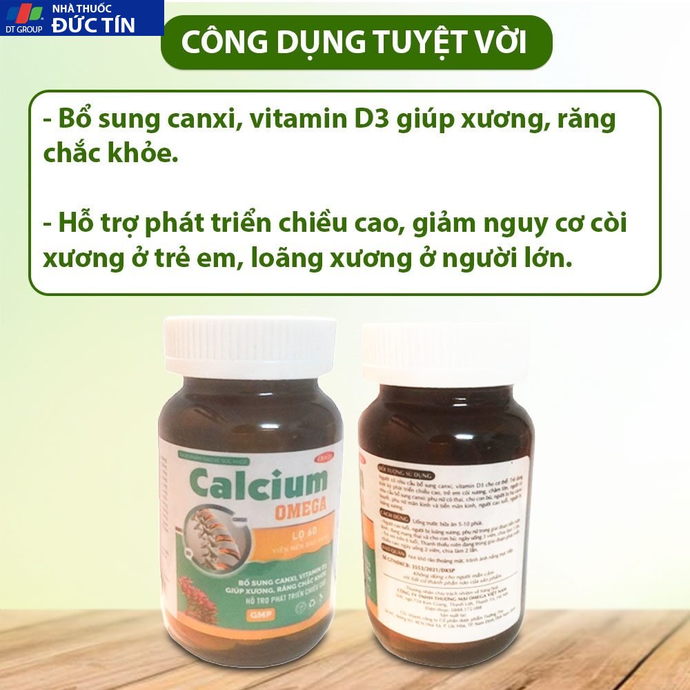 Viên uống Calcium Omega bổ xung Canxi , Bổ xung canxi cho trẻ bị còi xương ,Hỗ trợ tăng chiều cao , Chắc khỏe xương khớp 20 canxi4 1