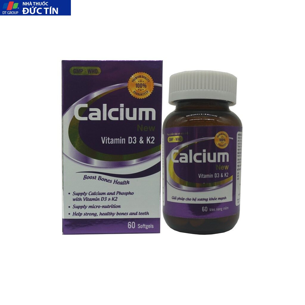 Thực phẩm bảo vệ sức khỏe Calci New D3 & K2 giúp bổ sung Canxi ,Trường Thọ hộp 60 viên 21 canxidium1 1