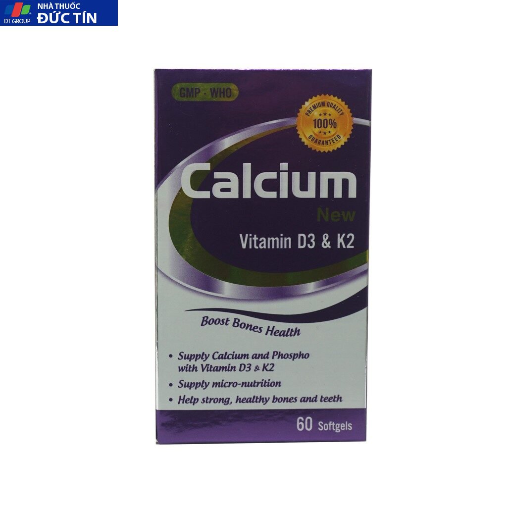 Thực phẩm bảo vệ sức khỏe Calci New D3 & K2 giúp bổ sung Canxi ,Trường Thọ hộp 60 viên 20