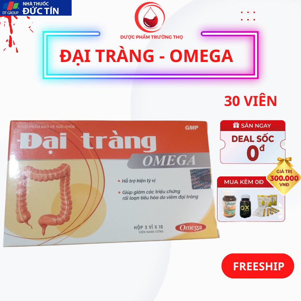 Đại tràng Omega , Người viêm đại tràng cấp và mãn tính ,Viêm đại tràng co thắt ,Đại tràngcho đường tiêu hóa khỏe,hộp 30v 22 daitrang1 1