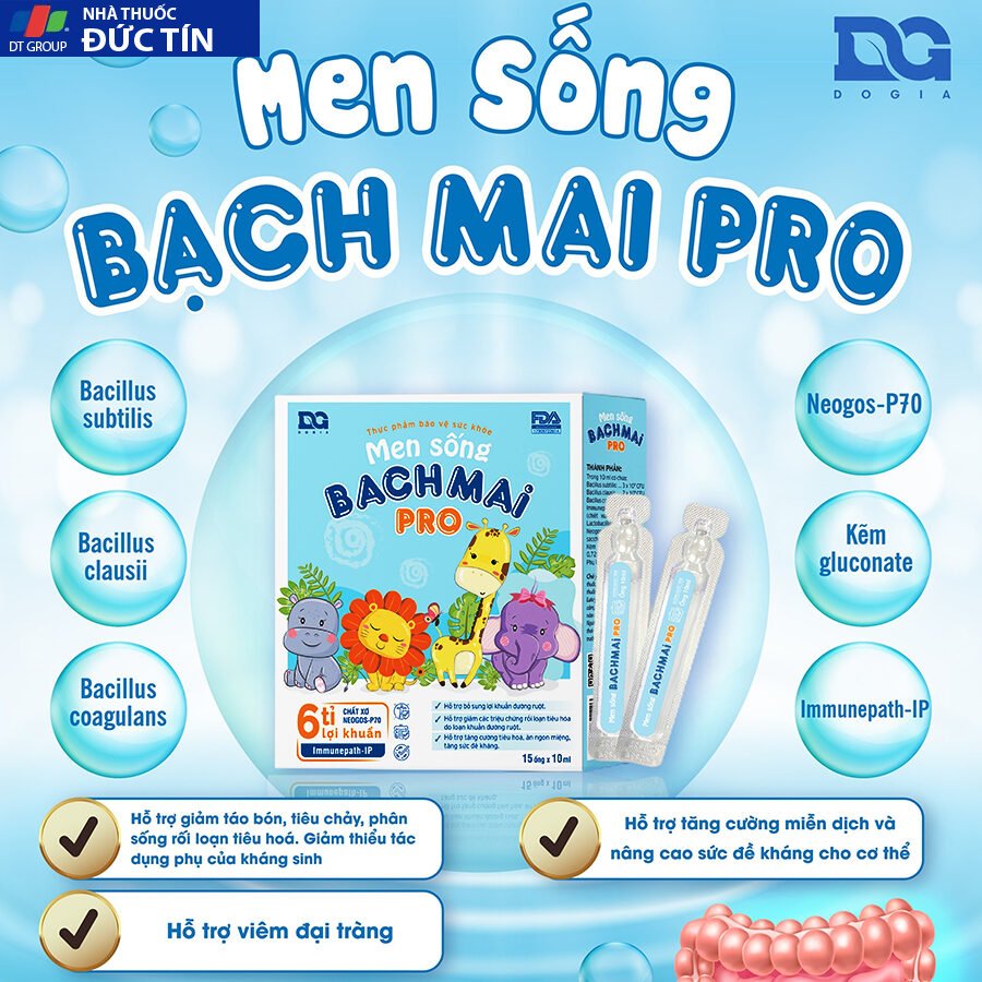Men sống bạch mai Pro Men vi sinh cho bé tiêu chảy,Táo bón,Rối loạn tiêu hóa với 6 tỷ lợi khuẩn, Chính hãng Đỗ Gia 26 dogia3
