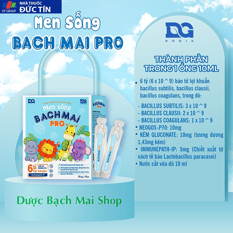 Men sống bạch mai Pro Men vi sinh cho bé tiêu chảy,Táo bón,Rối loạn tiêu hóa với 6 tỷ lợi khuẩn, Chính hãng Đỗ Gia 25 dogia4